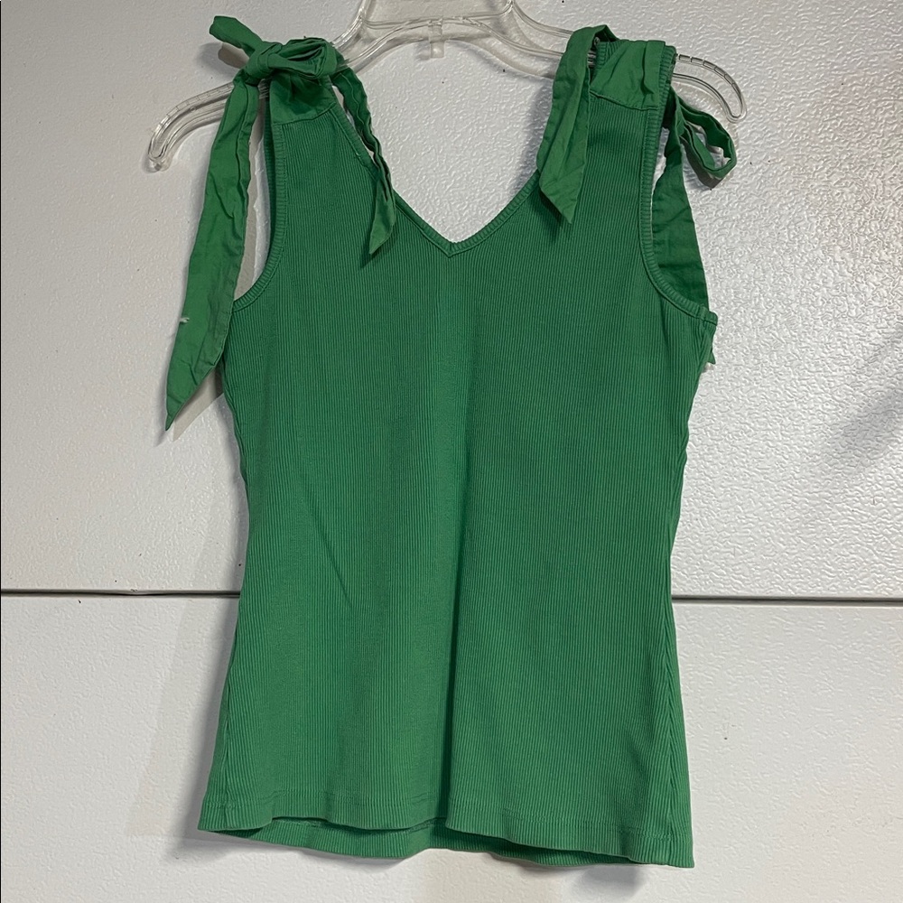 MAEVE ANTHROPOLOGIE RAFAELA BOW TIE TANK TOP EMERALD GREEN SMALL BLOUSE - Picture 3 of 6
